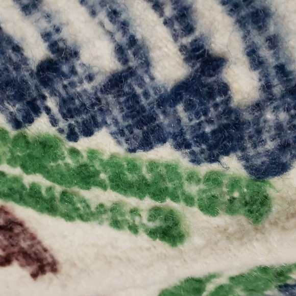 ❤ VINTAGE | Peruvian Wool Blanket Large Heavy Slubby Fringe - Picture 4 of 15